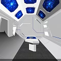 Futuristic Interior Design With Starry Ceiling White Walls And Console Table 3d model