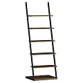 Modern Ladder Shelf With Wooden Shelves And Black Metal Frame For Home Storage