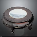 Wooden Furniture Round Stand With Circular White Marble Top And Ornate Perforated Legs