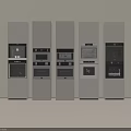 Sleek Modern Kitchen Appliances With Oven And Coffee Machine In White Cabinets