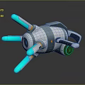 Futuristic Sci Fi Weapon With White Gray Cylindrical Body And Cyan Glowing Mechanical Parts