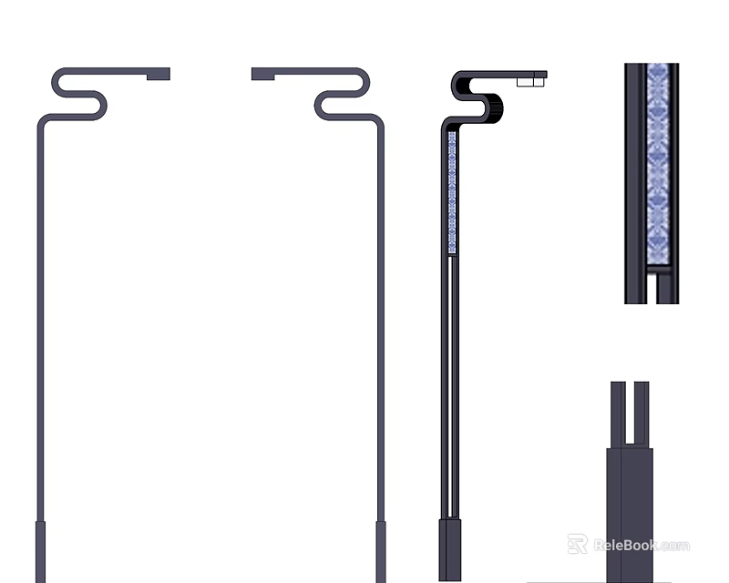 Various Designs of Outdoor Lights With Curved Poles and Decorative Shades 3d model 