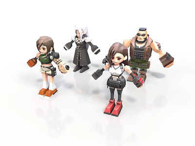 Colorful Cartoon Character Figurines With Detailed Outfits And Action Poses 3d model