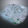 Grayish White Ground Surface With Green Spots Small Stones And Uneven Texture