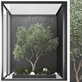 Indoor Arbor With Lush Green Leaves Dark Wall Background And Decorative Balls