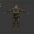 Game Movie Character Wearing Camouflage Uniform And Gas Mask With Tactical Vest And Outstretched Arms