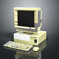 Vintage Electronic Computer With Monitor Desktop Tower Keyboard And Mouse