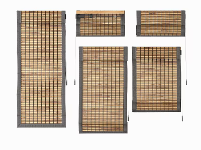 New Chinese Style Venetian Bamboo Rattan Roman Curtain 3d model