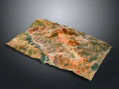 Colorful 3D Topographic Map Showing Mountain Ranges And Terrain Relief 3d model