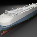 Large Cargo Vessel With Gray Blue Green Hull And Orange Deck Structures 3d model