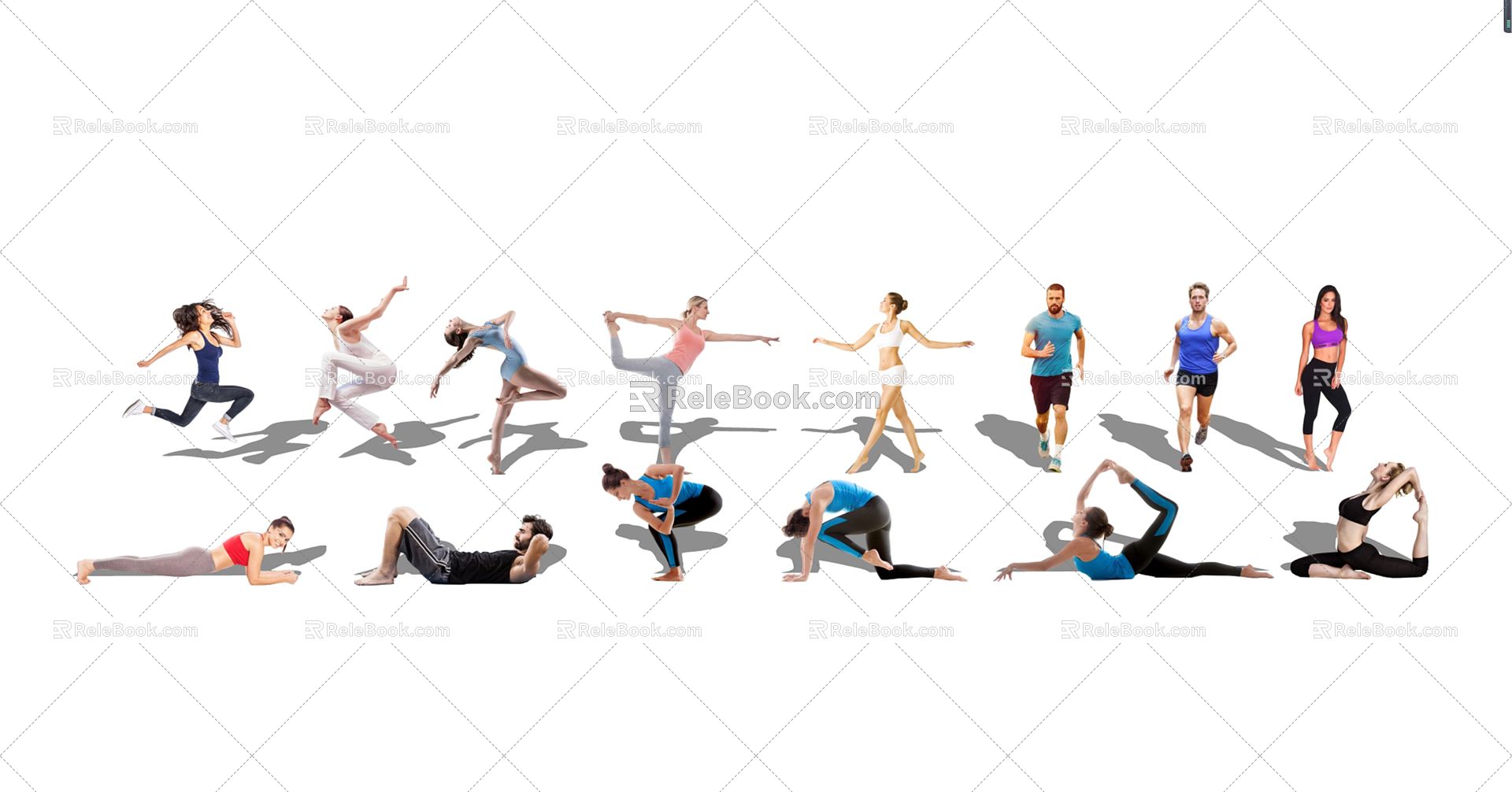 Modern Multiplayer Sports Yoga Figure Man Woman 3d model