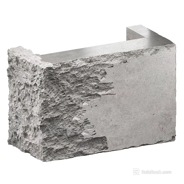 Modern Reception Desk Design With Concrete Rough Texture And Smooth Surface 3d model 