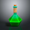 Green Geometric Shaped Bottle With Cork Stopper And Brown Rope Detail