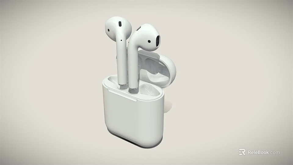 White Wireless Earbuds With Open Charging Case And Modern Sleek Design 3d model 