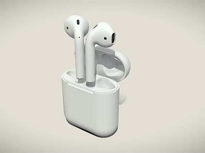White Wireless Earbuds With Open Charging Case And Modern Sleek Design 3d model