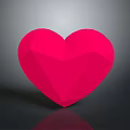 Red Polyhedral Heart Shaped Daily Living Item With Shiny Surface And Reflection