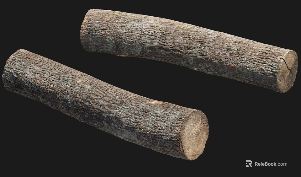 Rustic Stone Wood Logs Displaying Natural Textured Surface On Dark Background 3d model
