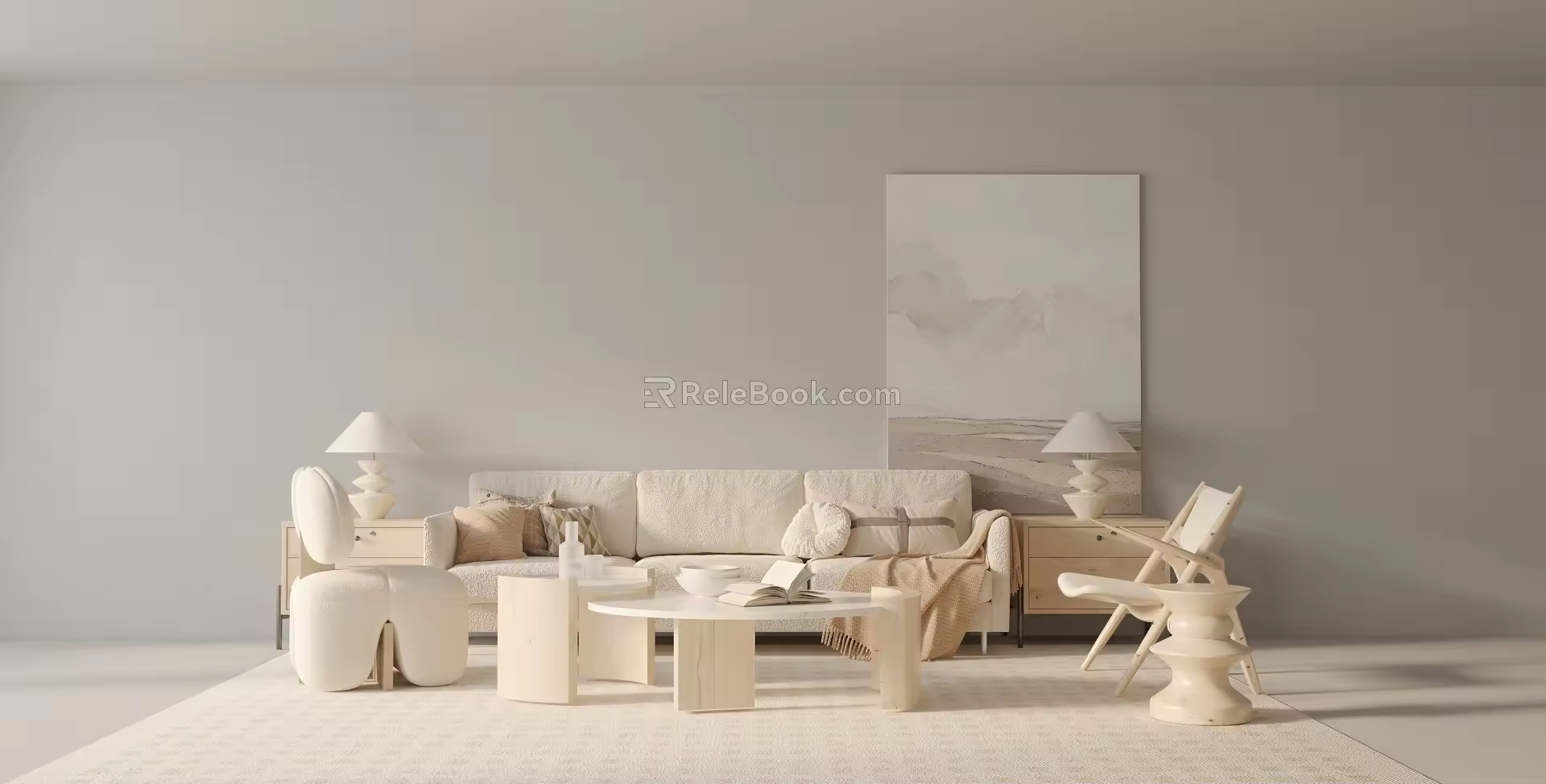 Quiet Sofa Tea Table Combination Sofa Combination 3d model