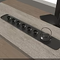 Elegant Black Tea Set with Teapot Six Teacups on Black Tray Light Wooden Tabletop