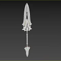Fantasy Decorative Sword With Metallic Blade Golden Ornamentation Blue Gemstone And Elaborate Hilt