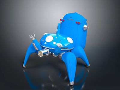 Blue Sci Fi Multi Legged Game Movie Character With Red Eyes And Silver Components 3d model