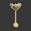 Elegant Golden Decorative Item With Blue Gemstone Top And Spherical Base