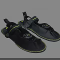 Black Sandals with Yellow Accents Adjustable Straps Sporty Design Comfortable Fit