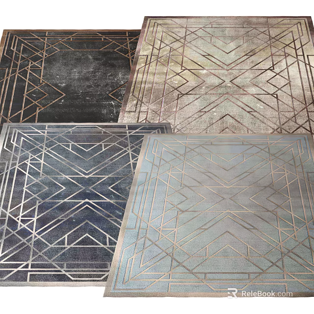 Modern Square Rugs with Geometric Patterns in Multiple Color Options for Home Decor 3d model