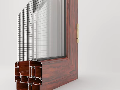 Hardware Tools for Wooden Window Frame with Metal Components Screen Mesh and Glass 3d model