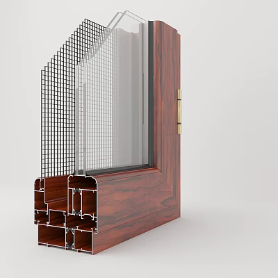 Hardware Tools for Wooden Window Frame with Metal Components Screen Mesh and Glass 3d model