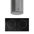 Modern Kitchen Appliances With Silver Range Hood And Black Double Burner Gas Stove