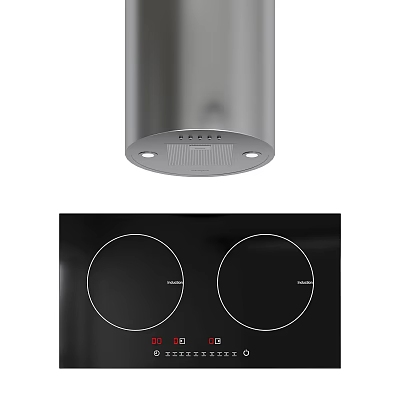 Modern Kitchen Appliances With Silver Range Hood And Black Double Burner Gas Stove 3d model
