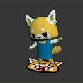 Cute Yellow Fox Like Game Character With White Ears Blue Outfit And Decorative Base