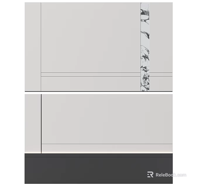 Modern Background Wall Design With Gray Panels And Vertical Line Details 3d model 