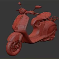 Red Vintage Scooter Motorcycle With Smooth Body And Glossy Black Seat