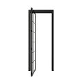 Modern Interior Glass Partition With Metal Frame And Transparent Panels