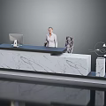 Elegant Modern Reception Desk Furniture With Marble Surface Computer And Stylish Interior Design