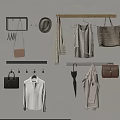 Stylish Wall Hooks With Hat Bags Shirt Scarf And Umbrella For Home Storage
