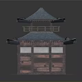 Traditional Chinese Architecture With Two Tiered Blue Tile Roof And Wooden Structure