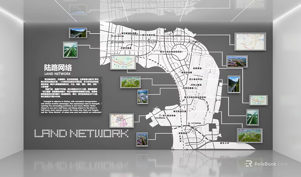 Detailed Land Network Map With Routes And Surrounding Landscape 3d model 