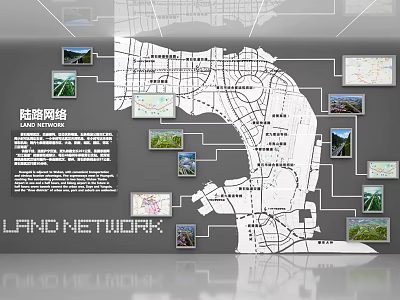 Detailed Land Network Map With Routes And Surrounding Landscape 3d model