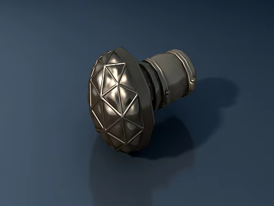 High Quality 3D Rendered Metallic Military Weapon Component With Geometric Surface Pattern 3d model