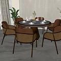 New Chinese Round Dining Table and Chair Combination 3d model