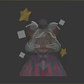 Cute Orange Fox Wearing Gray Top Hat Pink Blue Argyle Cloak With Yellow Stars Sparkles