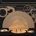 Golden Stage With Mechanical Gears Arched Design And Black Background Decorative Elements 3d model