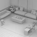 Modern Light Gray Sofa Coffee Table Set With Throw Pillows Area Rug And Decorative Stools