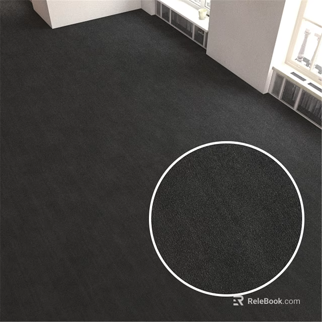 Black Carpet On Floor With White Circular Marking Design Detail 3d model 