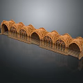 Wooden Architectural Arcade With Continuous Intricate Arch Carvings