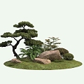 Lawn Point Stone Shrub and Stone Five-Needle Pine Nantian Bamboo Greening Ball Iron Tree 3d model