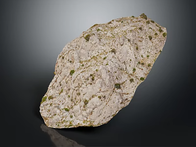 Natural Rockery Stone Featuring Grayish White Color Green Moss And Rough Surface For Garden Landscaping 3d model